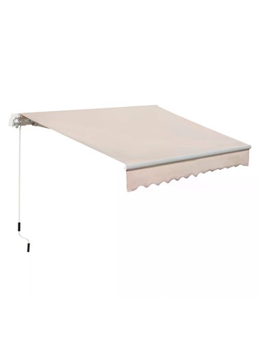 Outsunny 3.5M x 2.5M Manual Awning Canopy Retractable Sun Shade Shelter Winding Handle for Garden Patio Beige 840-174V01CW