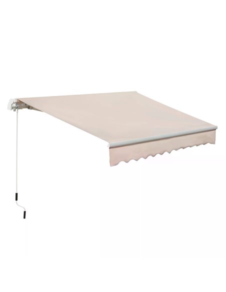 Outsunny 3.5M x 2.5M Manual Awning Canopy Retractable Sun Shade Shelter Winding Handle for Garden Patio Beige 840-174V01CW - pic 44535 | FastDaddyshop