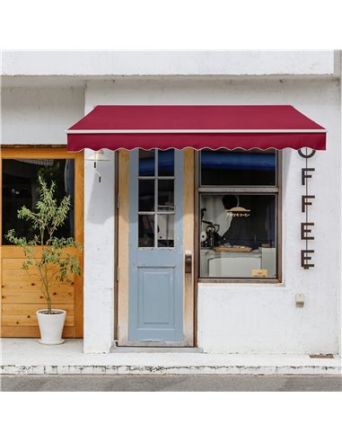 Outsunny 3.5M x 2.5M Garden Patio Manual Awning Canopy, Wine Red 840-174V01WR