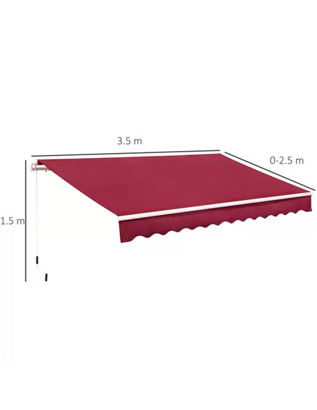 Outsunny 3.5M x 2.5M Garden Patio Manual Awning Canopy, Wine Red 840-174V01WR - pic 44538 | FastDaddyshop