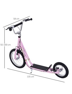 HOMCOM Teen Scooter Push Kick Scooters for Kids with Rubber Wheels Adjustable Handlebar Front Rear Dual Brakes Kickstand, for 5+ 2