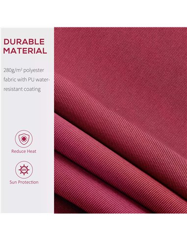Outsunny 3.5M x 2.5M Garden Patio Manual Awning Canopy Sun Shade Shelter Retractable Winding Handle Wine Red 840-174V01WR
