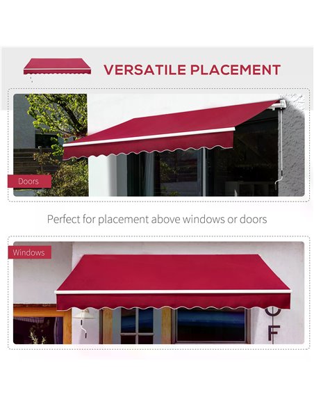 Outsunny 3.5M x 2.5M Garden Patio Manual Awning Canopy Sun Shade Shelter Retractable Winding Handle Wine Red 840-174V01WR - pic 44541 | FastDaddyshop