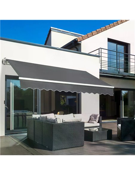 Outsunny 3.5M x 2.5M Manual Awning Canopy Retractable Sun Shade Shelter Winding Handle for Garden Patio Grey 840-174V01GY - pic 44546 | FastDaddyshop