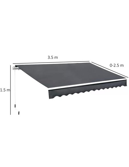 Outsunny 3.5M x 2.5M Manual Awning Canopy Retractable Sun Shade Shelter Winding Handle for Garden Patio Grey 840-174V01GY - pic 44547 | FastDaddyshop