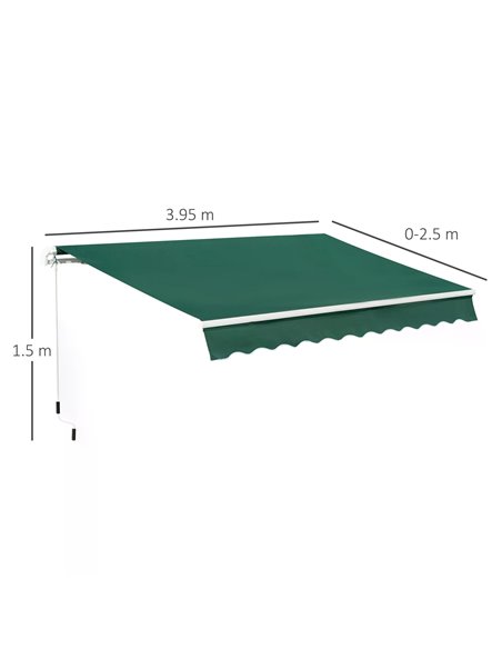Outsunny 4x2.5m Garden Patio Manual Awning Canopy, Green 840-177V01GN - pic 44556 | FastDaddyshop
