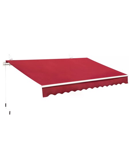 Outsunny 4x2.5m Garden Patio Retractable Manual Awning, Wine Red 840-177V01WR - pic 44563 | FastDaddyshop