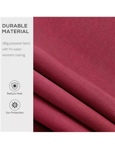 Outsunny 4x2.5m Garden Patio Retractable Manual Awning Window Door Sun Shade Canopy with Fittings and Crank Handle Wine Red 840-