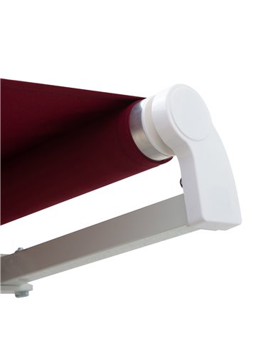 Outsunny 4x2.5m Garden Patio Retractable Manual Awning Window Door Sun Shade Canopy with Fittings and Crank Handle Wine Red 840-