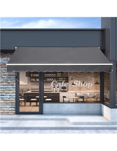 Outsunny 4x2.5m Retractable Manual Awning, Grey 840-177V01CG