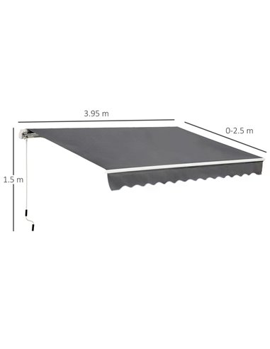 Outsunny 4x2.5m Retractable Manual Awning, Grey 840-177V01CG