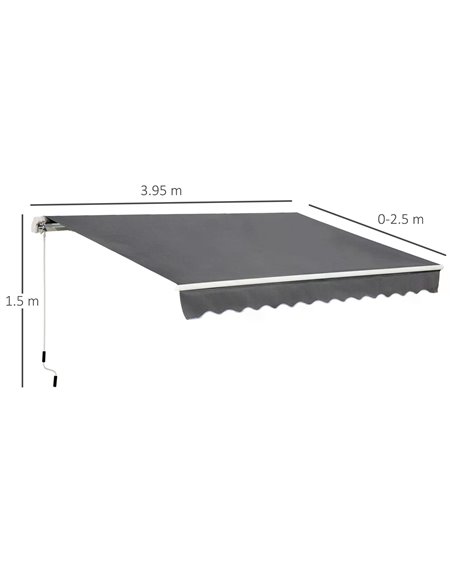 Outsunny 4x2.5m Retractable Manual Awning, Grey 840-177V01CG - pic 44574 | FastDaddyshop