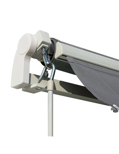 Outsunny 4x2.5m Retractable Manual Awning Window Door Sun Shade Canopy with Fittings and Crank Handle Grey 840-177V01CG