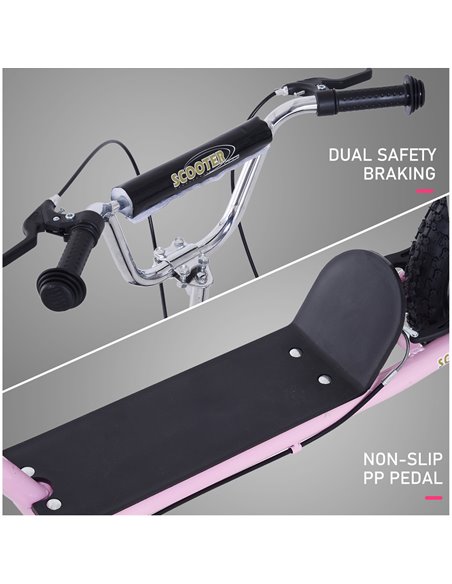HOMCOM Teen Scooter Push Kick Scooters for Kids with Rubber Wheels Adjustable Handlebar Front Rear Dual Brakes Kickstand, for 5+ - pic 4458 | FastDaddyshop