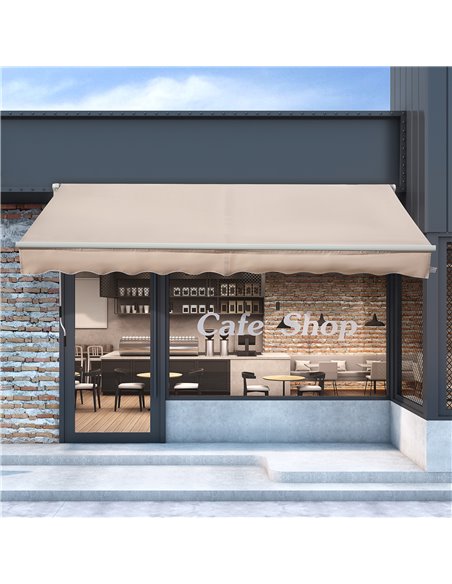 Outsunny 4x2.5m Retractable Manual Awning Window Door Sun Shade Canopy with Fittings and Crank Handle Beige 840-177V01CW - pic 44582 | FastDaddyshop