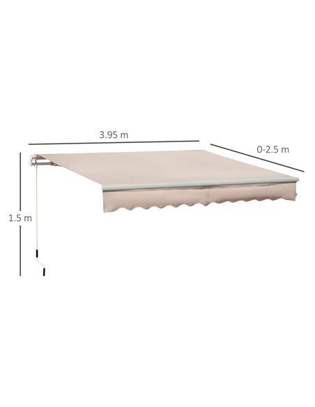 Outsunny 4x2.5m Retractable Manual Awning Window Door Sun Shade Canopy with Fittings and Crank Handle Beige 840-177V01CW - pic 44583 | FastDaddyshop