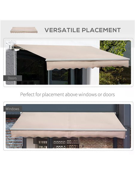 Outsunny 4x2.5m Retractable Manual Awning Window Door Sun Shade Canopy with Fittings and Crank Handle Beige 840-177V01CW - pic 44585 | FastDaddyshop