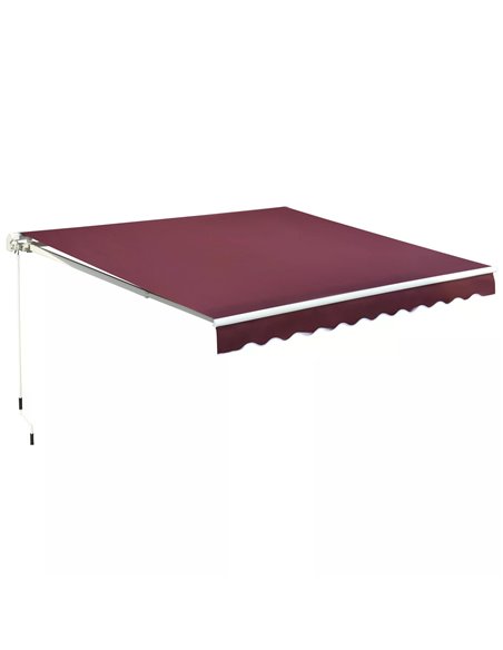 Outsunny 3x4m Garden Patio Retractable Manual Awning, Wine Red 840-192WR - pic 44590 | FastDaddyshop