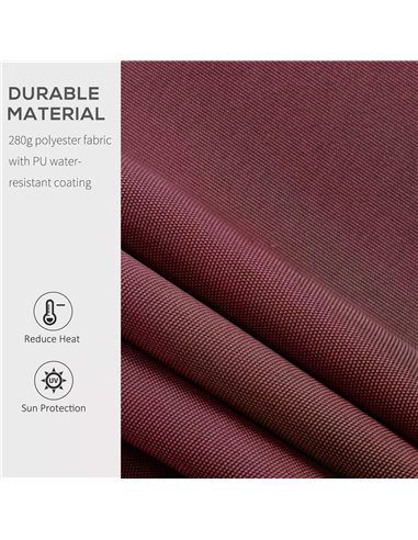 Outsunny 3x4m Garden Patio Retractable Manual Awning Window Door Sun Shade Canopy with Fittings and Crank Handle Wine Red 840-19