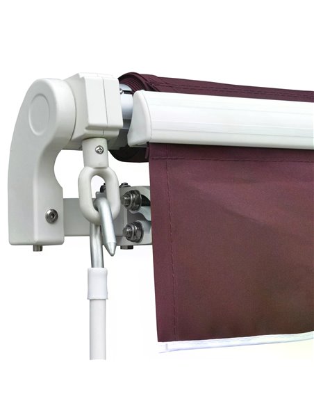 Outsunny 3x4m Garden Patio Retractable Manual Awning Window Door Sun Shade Canopy with Fittings and Crank Handle Wine Red 840-19 - pic 44597 | FastDaddyshop