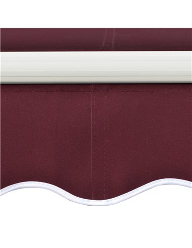 Outsunny 3x4m Garden Patio Retractable Manual Awning Window Door Sun Shade Canopy with Fittings and Crank Handle Wine Red 840-19