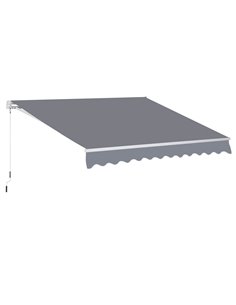 Outsunny 3 x 2.5m Garden Patio Manual Awning, Grey 840-152