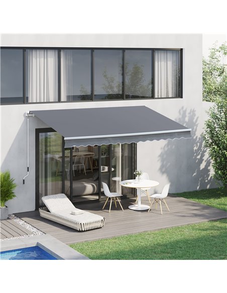 Outsunny 3 x 2.5m Garden Patio Manual Awning Retractable Canopy Sun Shade Shelter with Fittings and Crank Handle Grey 840-152 - pic 44600 | FastDaddyshop