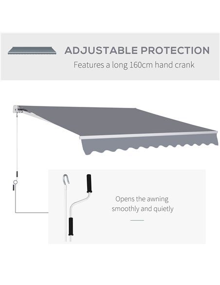 Outsunny 3 x 2.5m Garden Patio Manual Awning Retractable Canopy Sun Shade Shelter with Fittings and Crank Handle Grey 840-152 - pic 44605 | FastDaddyshop