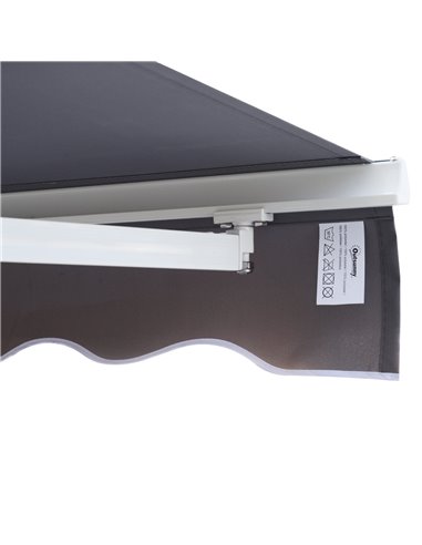 Outsunny 3 x 2.5m Garden Patio Manual Awning Retractable Canopy Sun Shade Shelter with Fittings and Crank Handle Grey 840-152