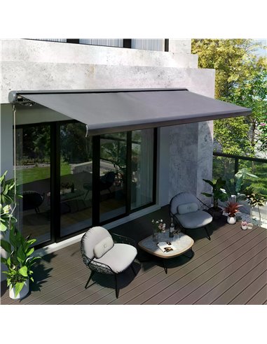 Outsunny 300x250cm Cassette Electric Motorised Manual Awning, Grey 840-222