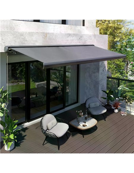 Outsunny 300x250cm Cassette Electric Motorised Manual Awning, Grey 840-222 - pic 44609 | FastDaddyshop