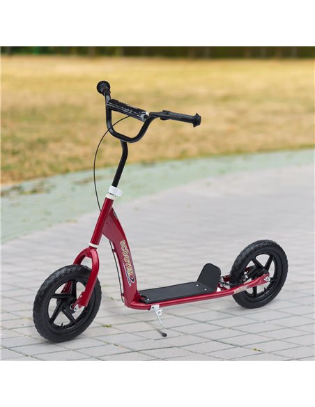 HOMCOM Teen Push Scooter Kids Children Stunt Scooter w/ 12" EVA Tyres, Red - pic 4461 | FastDaddyshop
