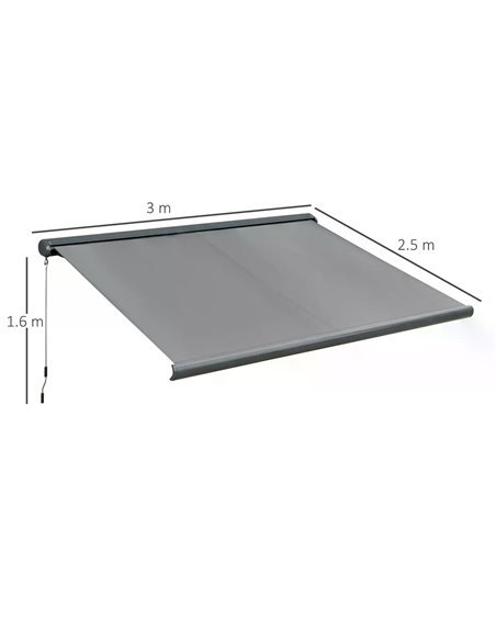 Outsunny 300x250cm Cassette Electric Motorised Manual Awning, Grey 840-222 - pic 44610 | FastDaddyshop