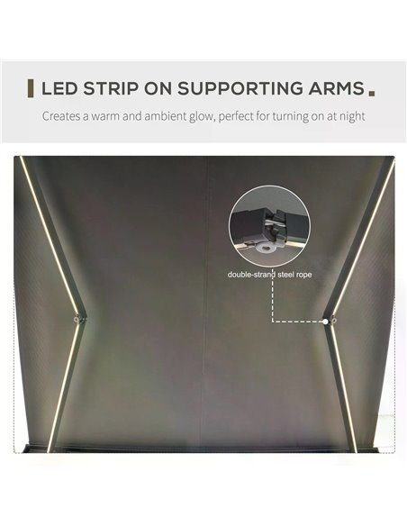Outsunny Cassette Electric Motorised Manual Awning Door Window Patio Canopy Retractable Sun Shade w/ R/C & LED, 300x250cm Grey 8 - pic 44612 | FastDaddyshop