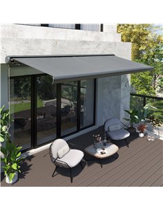Outsunny 350 x 300cm Cassette Electric Motorised Manual Awning, Grey 840-222V01 2