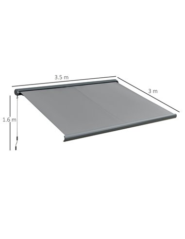 Outsunny 350 x 300cm Cassette Electric Motorised Manual Awning, Grey 840-222V01