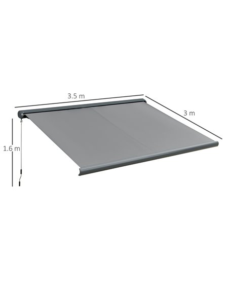 Outsunny 350 x 300cm Cassette Electric Motorised Manual Awning, Grey 840-222V01 - pic 44619 | FastDaddyshop