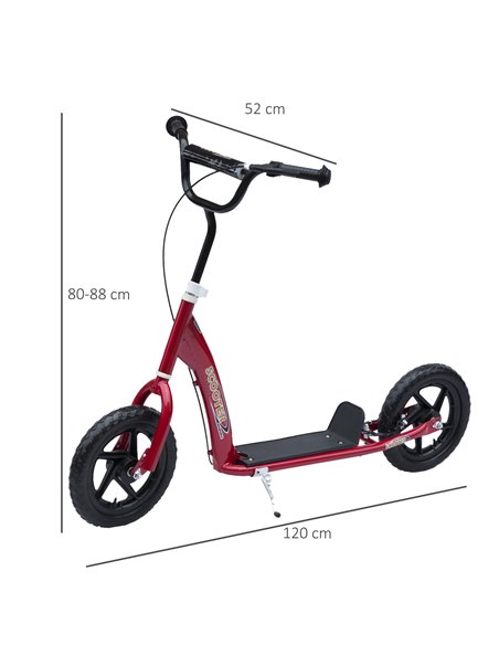 HOMCOM Teen Push Scooter Kids Children Stunt Scooter w/ 12" EVA Tyres, Red - pic 4462 | FastDaddyshop