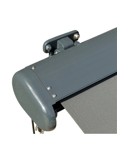 Outsunny Retractable Manual Awning Cassette Electric Motorised Door Window Patio Canopy Sun Shade w/ R/C & LED, 350 x 300cm, Gre