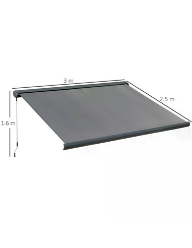 Outsunny 3 x 2.5m Cassette Electric Motorised Manual Awning, Grey 840-226V70