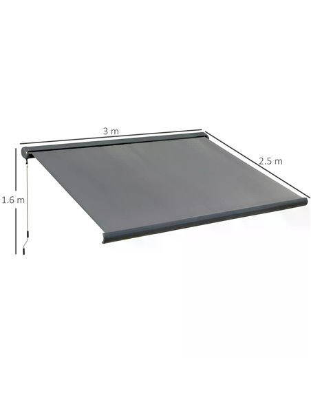 Outsunny 3 x 2.5m Cassette Electric Motorised Manual Awning, Grey 840-226V70 - pic 44628 | FastDaddyshop