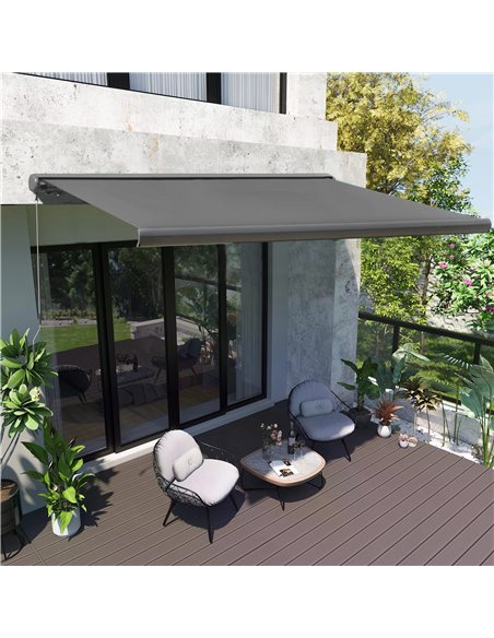 Outsunny 350x300cm Cassette Electric Motorised Manual Awning, Grey 840-226V71 - pic 44636 | FastDaddyshop