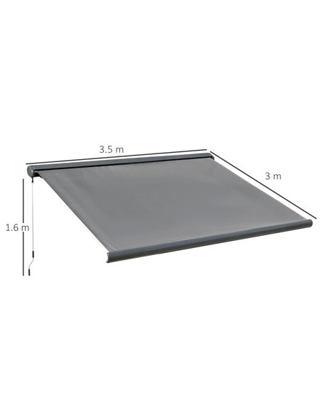 Outsunny Cassette Electric Motorised Manual Awning Door Window Patio Canopy Retractable Sun Shade w/ R/C, 350x300cm Grey 840-226 - pic 44637 | FastDaddyshop