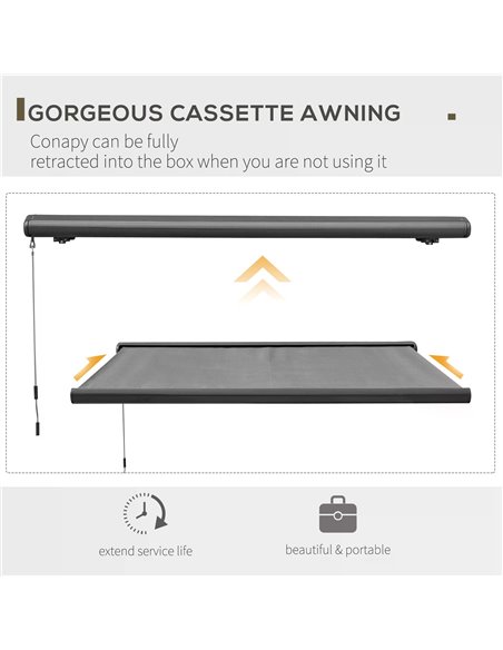 Outsunny Cassette Electric Motorised Manual Awning Door Window Patio Canopy Retractable Sun Shade w/ R/C, 350x300cm Grey 840-226 - pic 44640 | FastDaddyshop