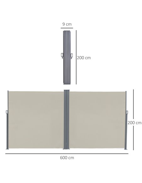 Outsunny Patio Retractable Double Side Awning, Folding Privacy Screen Fence, Privacy Wall Corner Sun Shade Wind Screen Room Divi - pic 44646 | FastDaddyshop