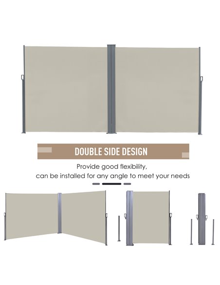 Outsunny Patio Retractable Double Side Awning, Folding Privacy Screen Fence, Privacy Wall Corner Sun Shade Wind Screen Room Divi - pic 44648 | FastDaddyshop