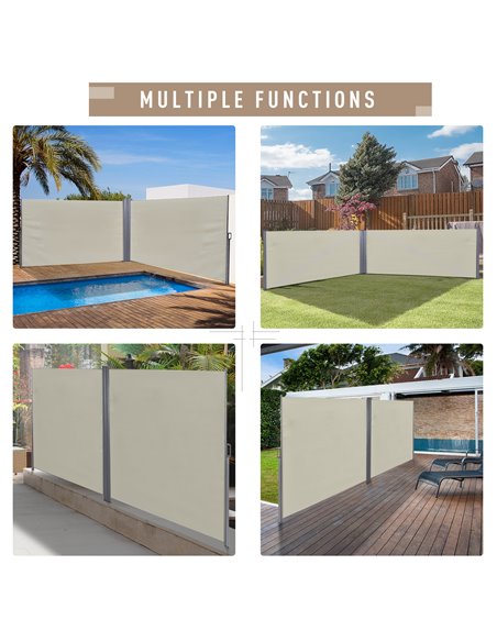 Outsunny Patio Retractable Double Side Awning, Folding Privacy Screen Fence, Privacy Wall Corner Sun Shade Wind Screen Room Divi - pic 44650 | FastDaddyshop