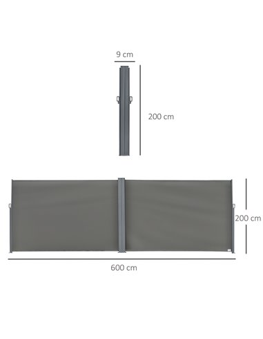 Outsunny Patio Retractable Double Side Awning Folding Privacy Screen Fence Privacy Wall Corner Divider Sun Shade Wind Screen Ind