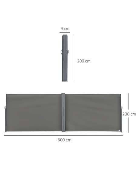 Outsunny Patio Retractable Double Side Awning Folding Privacy Screen Fence Privacy Wall Corner Divider Sun Shade Wind Screen Ind - pic 44655 | FastDaddyshop