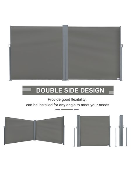 Outsunny Patio Retractable Double Side Awning Folding Privacy Screen Fence Privacy Wall Corner Divider Sun Shade Wind Screen Ind - pic 44656 | FastDaddyshop